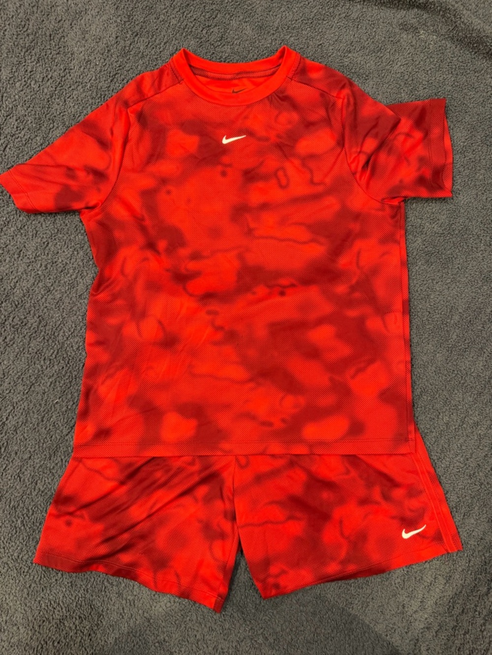 Nike Kids Red Short Sleeve Swim Top and Shorts Set